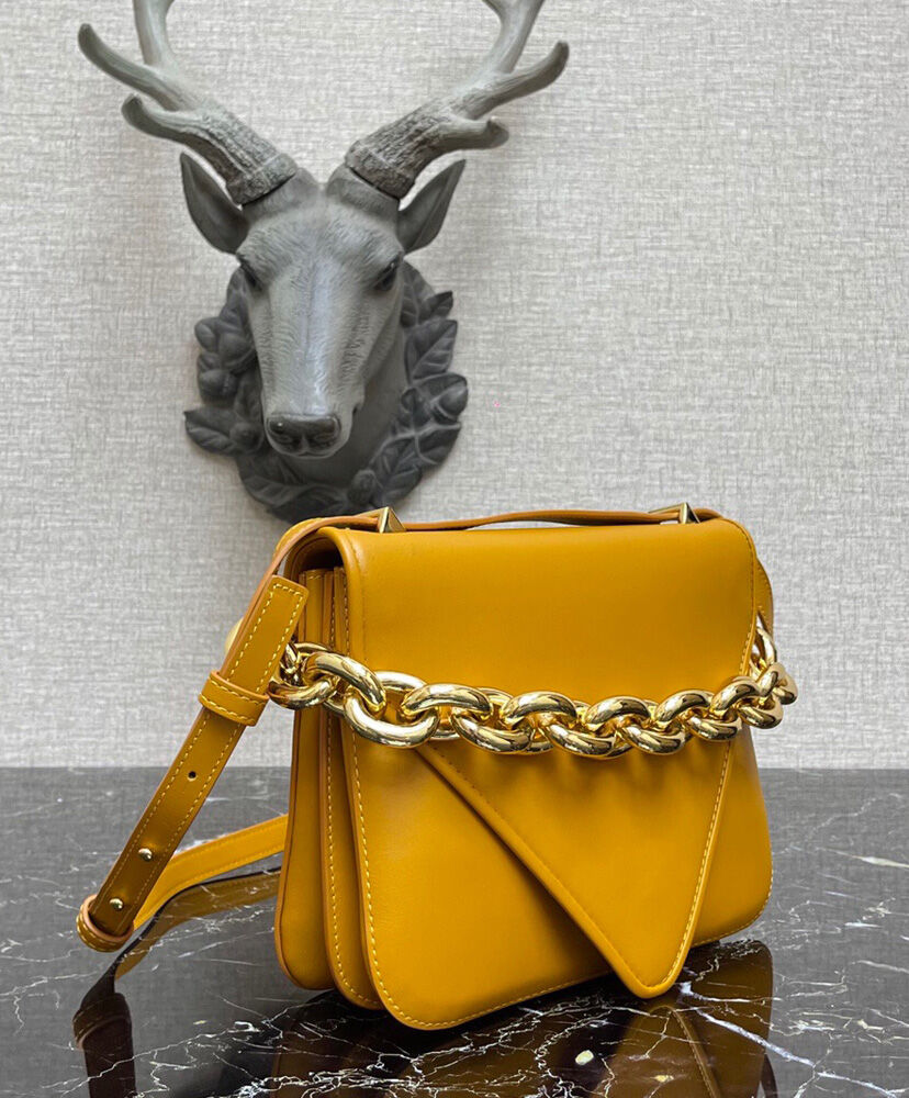 Bottega Veneta Small Mount Leather Envelope Bag Yellow